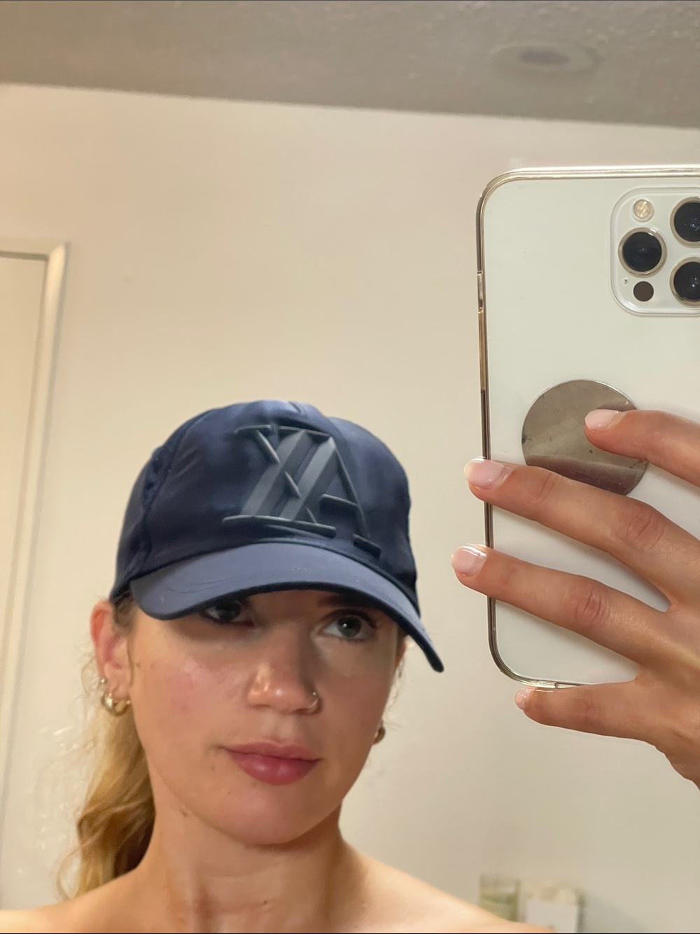 Armani Exchange Navy Baseball Cap with Raised AX Logo